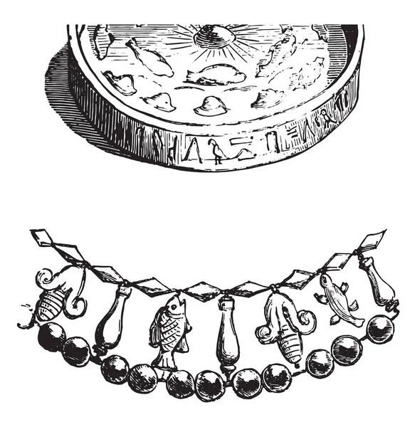 Halskette Aus Altem Ägyptischem Gold Und Bernstein Die Raster Museum — Stockvektor
