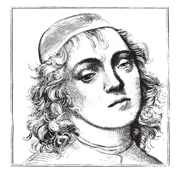 Portrait de Perugino, gravure vintage . — Image vectorielle