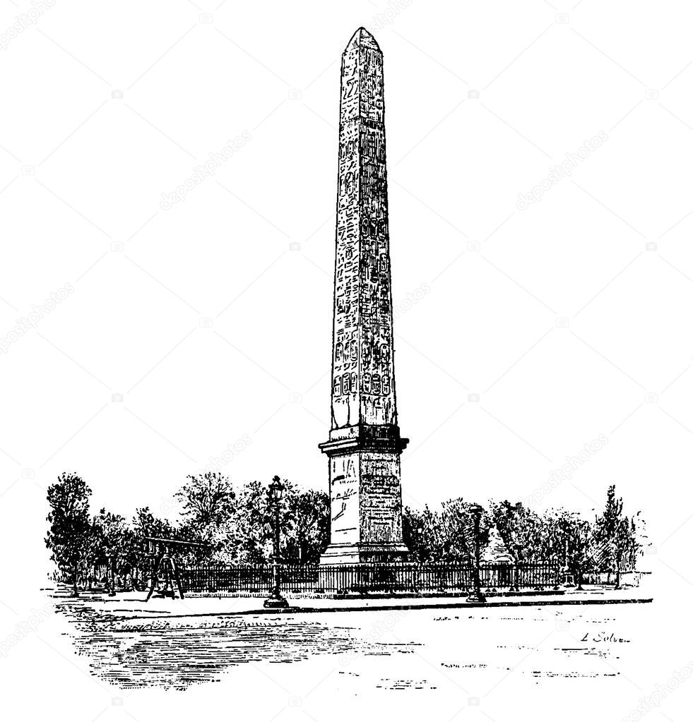 Obelisk of Luxor, vintage engraving.