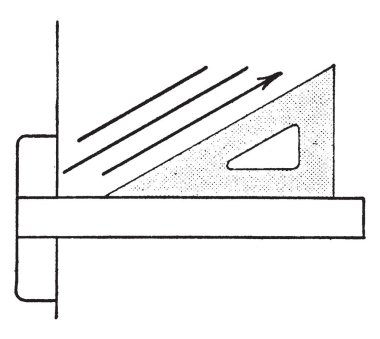 Üçgen ayarla'yı yarım bir eşkenar üçgen 30 derece dikey, şekli ile için açı en kısa uzunluğu, vintage çizgi çizme veya oyma illüstrasyon gerekir.