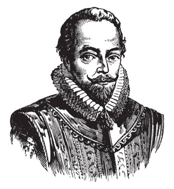 Sir Walter Raleigh, 1554-1618, o bir İngiliz yazar, şair, asker, siyasetçi, saraylı, casus ve explorer, vintage çizgi çizme veya oyma illüstrasyon yapıldı.
