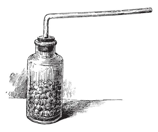 ビンテージの線描画や彫刻イラストの枯渇のため準備ができている栓のボトルに浸した豆を示す画像 — ストックベクタ
