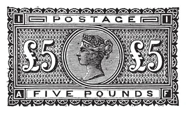 Grã Bretanha Irlanda Cinco Libra Selo 1882 Que Usado Durante — Vetor de Stock