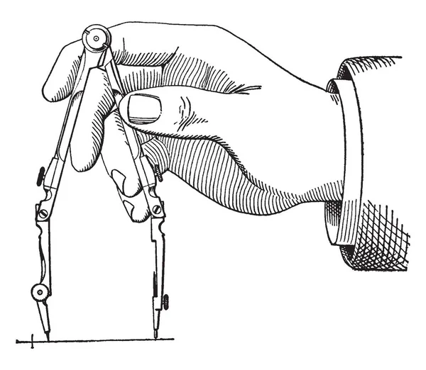 Main Tenant Une Boussole Dessin Utilisée Pour Créer Des Arcs — Image vectorielle