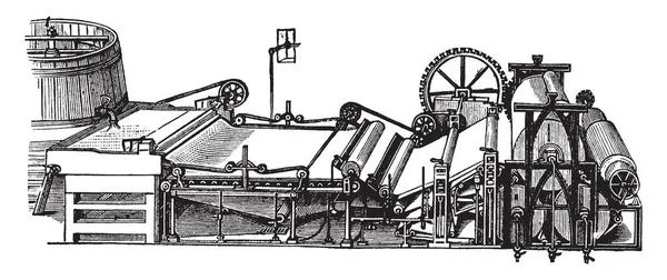 Questa Illustrazione Rappresenta Macchina Fabbricazione Della Carta Che Quasi Sostituita — Vettoriale Stock