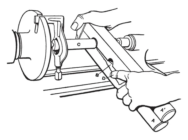 Illustration Represents Polishing Shaft Speed Lathe Vintage Line Drawing Engraving — Stock Vector