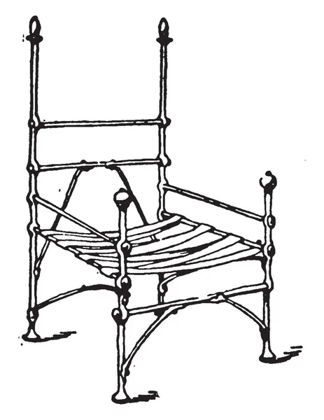 Quadro Cadeira Braço Medieval Feito Ferro Arame Tecido Para Formar — Vetor de Stock