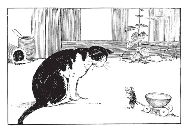 Γάτα Και Ποντίκι Αυτή Σκηνή Δείχνει Μια Γάτα Κοιτάζοντας Ποντίκι — Διανυσματικό Αρχείο