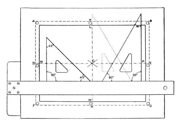 Drawing Board Setup Standard Layout Plates French Easel Drawing Board — Stock Vector