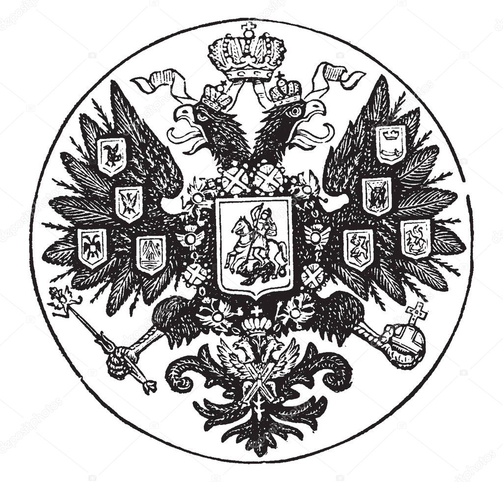 Coat of Arms, Russia, vintage illustration