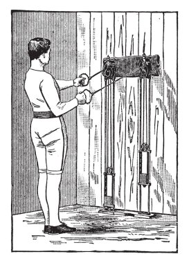 Küçük çocuk mavi, bu sahne biraz çocuk üfleme borusu ve inek arka plan, vintage çizgi çizme veya oyma illüstrasyon gösterir