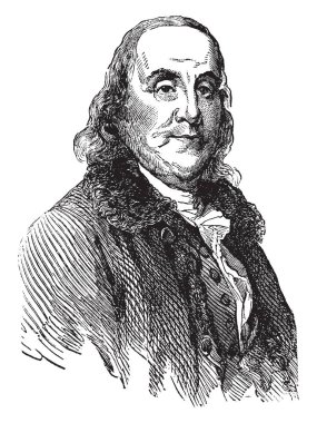 Benjamin Franklin, vintage illüstrasyon