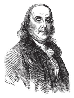 Benjamin Franklin, vintage illustration clipart