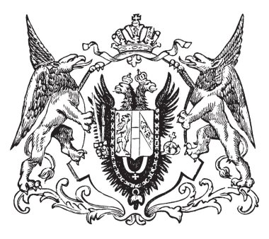 The Great Seal of the Austro-Hungarian Monarchy, vintage line drawing or engraving illustration. clipart