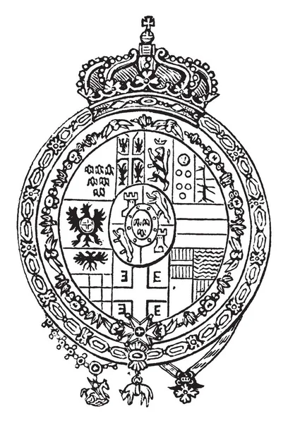 Brasão Armas Espanha Este Selo Forma Oval Tem Quatro Partes —  Vetores de Stock