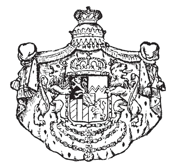 バイエルンの紋章付き外衣ドイツ ラインラント プファルツ州の一部である それは 世紀から様々 な飴の数が使用され ビンテージ ラインの図面やイラストを彫刻 — ストックベクタ