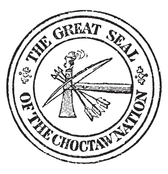 Choctaw Pecsétje Choctaw Nemzet Vintage Vonalas Rajz Vagy Metszet Illusztráció — Stock Vector