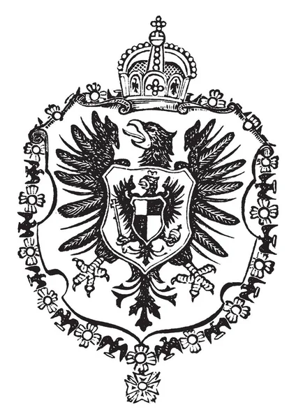 国璽ドイツ 帝国はヨーロッパの紋章付き外衣 ビンテージの線描画や彫刻イラストです — ストックベクタ