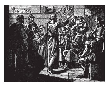 Bu resimde gösterildiği nasıl yapılır Peter Preaches Yahudiler ve Yahudi, vintage çizgi çizme veya oyma illüstrasyon.