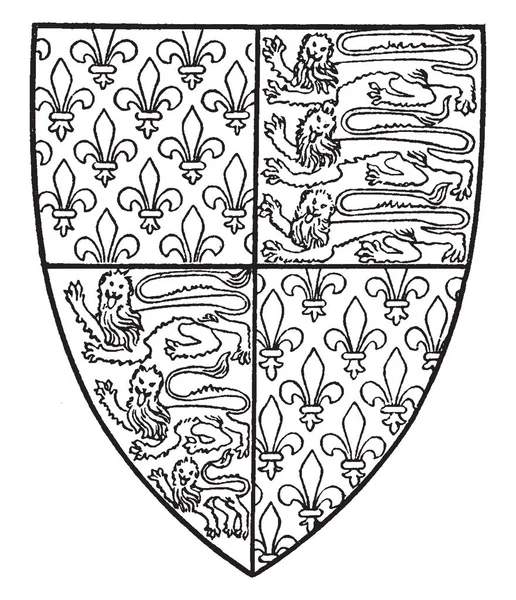 Königliches Wappen Von Edward Iii England Vintage Line Drawing Oder — Stockvektor