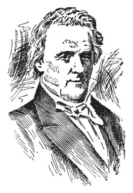 James Buchanan, 1791-1868, o 1861 ABD'ye 1857 gelen ve ABD Senatör Pennsylvania, iç savaş, vintage çizgi çizme veya oyma çizim başlamadan önce son başkanı olmak için ünlü onbeşinci başkanı oldu