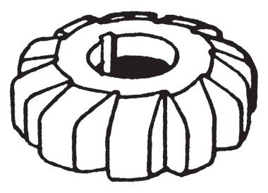 Bu resimde zincir dişli tekerlek freze kesici, vintage çizgi çizme veya oyma resimde kullanılan temsil eder..