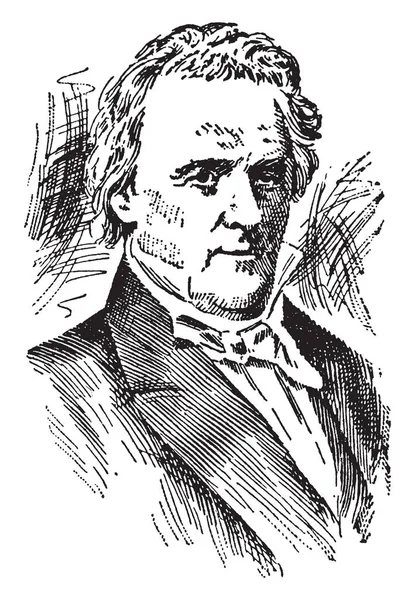 ジェームズ ブキャナン 1791 1868 1857 年から 1861 年にアメリカ合衆国 ペンシルベニア州南北戦争 ビンテージの線描画や彫刻図の開始前に最後の大統領であることのために有名からの米国の上院議員の第 — ストックベクタ