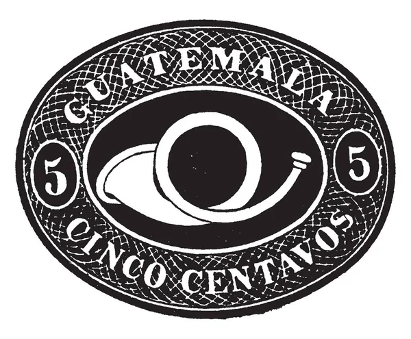 Esta Ilustração Representa Guatemala Envelope Cinco Centavos 1890 Desenho Linha — Vetor de Stock