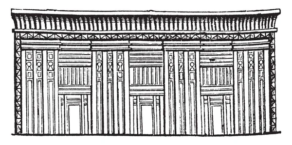 Sarcofago Egiziano Tomba Pietra Petto Pietra Alcune Piramidi Disegno Linee — Vettoriale Stock