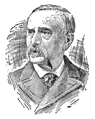 Julius Sterling Morton, 1832-1902, o bir Nebraska gazete editörü, vintage çizgi çizme veya oyma illüstrasyon yapıldı.