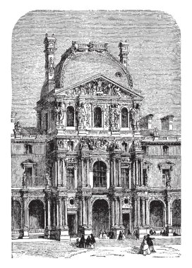 Genişletme, ana gövdesi, Saray, Kuzey uzuv vintage çizgi çizme veya illüstrasyon oyma Turgot Pavilion yeni Louvre, kanatlar için verilen ad pavyonlar.