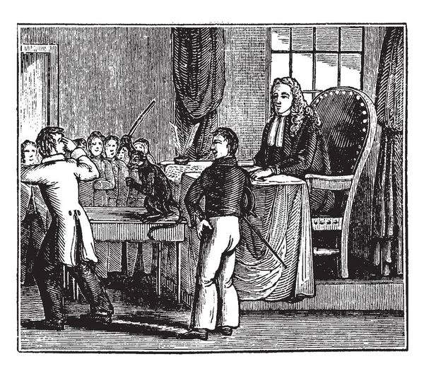 伦敦市长1820这是中断在他的业务过程中 在豪宅房子 复古线画或雕刻插图 — 图库矢量图片
