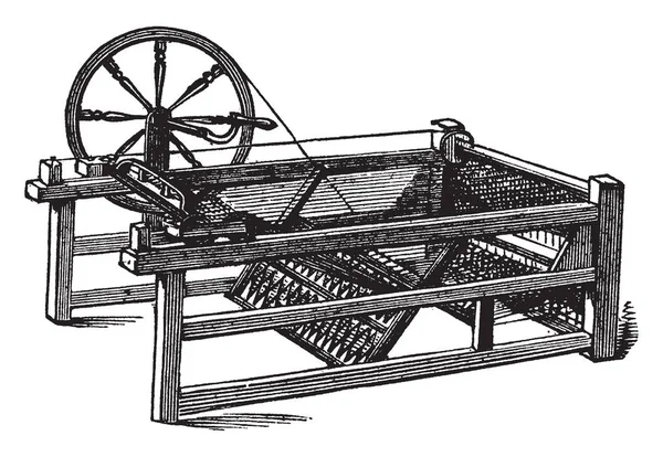 Cette Illustration Représente Spinning Jenny Qui Est Cadre Filature Broches — Image vectorielle