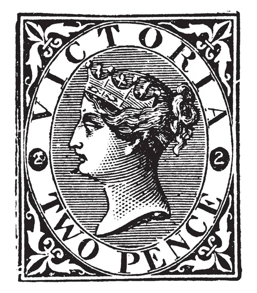 Esta Imagen Representa Victoria Two Pence Stamp 1870 1878 Ilustración — Archivo Imágenes Vectoriales