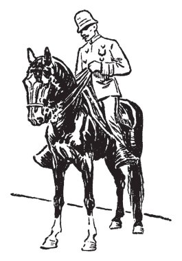 Bir polis memuru sürme bir at, vintage çizgi çizme veya illüstrasyon oyma.