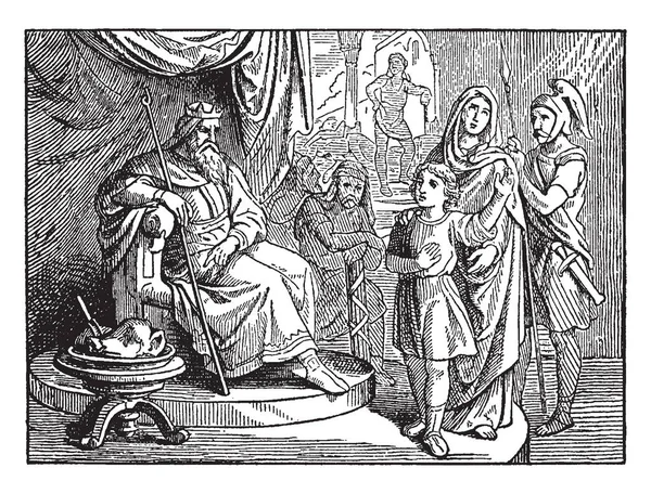 Kutsal Maccabean Şehit Kral Asası Tutarak Onun Tahtında Oturan Kadın — Stok Vektör