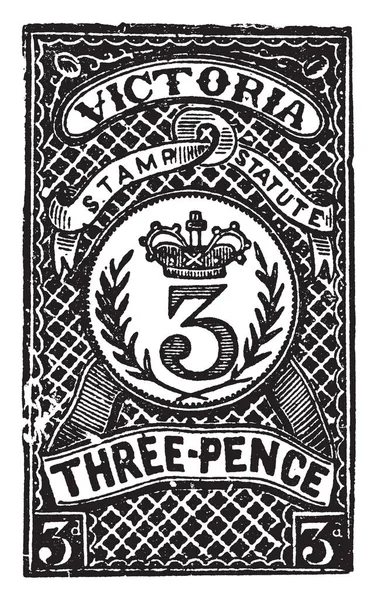 Esta Imagen Representa Victoria Three Pence Revenue Stamp 1884 1886 — Archivo Imágenes Vectoriales