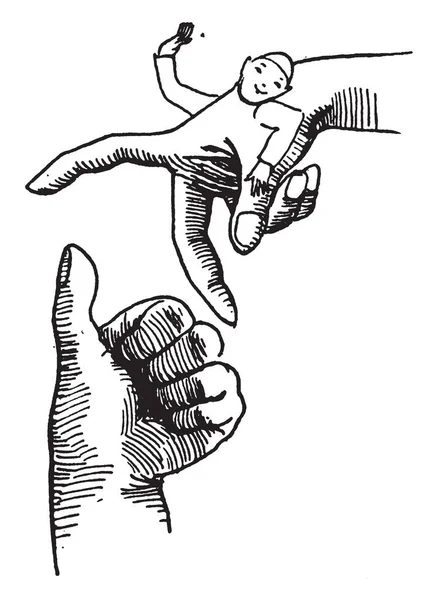 Finger Man Jumping Hand Making Man Jumping Other Hand Thumb — Stock Vector