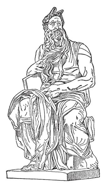 Скульптура Моисея Скульптура Итальянского Художника Высокого Возрождения Микеланджело Буонарроти Рисунок — стоковый вектор