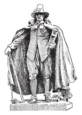 Puritan St Gaudens, vintage çizgi çizme veya oyma illüstrasyon tarafından yapılmıştır.