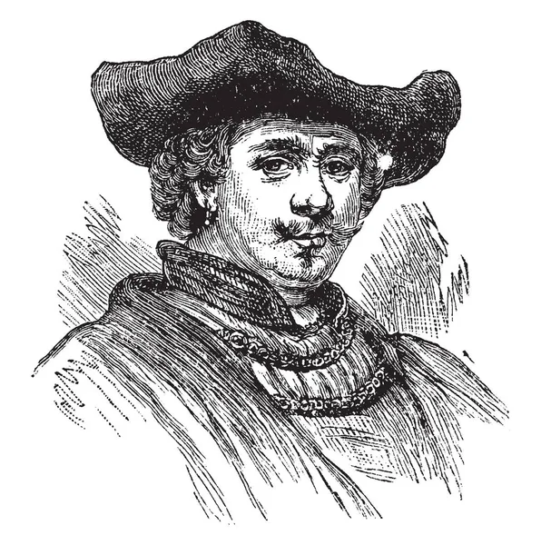 Rembrandt Van Ryn 1606 1669 Dessinateur Peintre Graveur Néerlandais Dessin — Image vectorielle