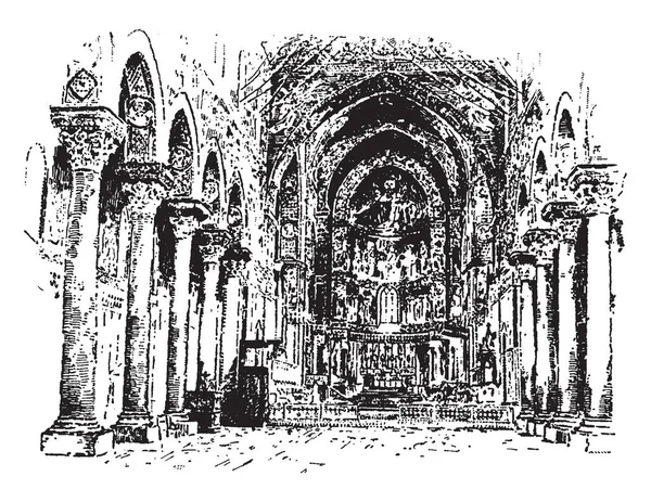 Kathedrale Von Monreale Innenansicht Ein Beispiel Sizilianischer Und Normannischer Architektur — Stockvektor