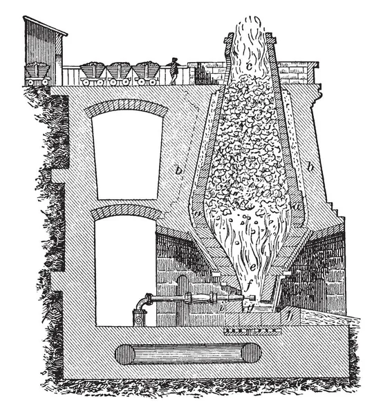 Цій Ілюстрації Представляє Виплавки Печі Вогняних Горіли Який Металів Відокремлені — стоковий вектор