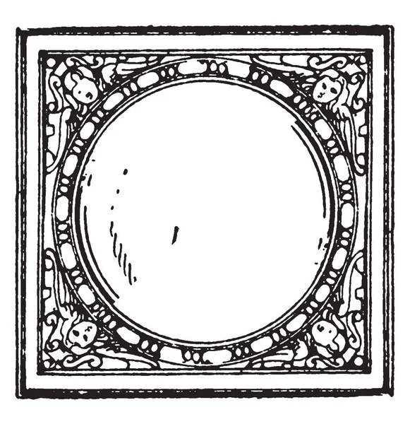 Плита Плитка Рамка Xvii Століття Був Квадрат Оточений Вінтажною Лінією — стоковий вектор