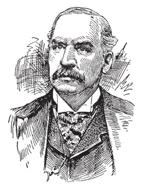 J. P. Morgan, 1837-1913, o bir Amerikalı yatırımcı ve bankacı, vintage çizgi çizme veya oyma illüstrasyon yapıldı.