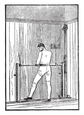 Dört adam kendilerini ve bunlardan biri konuşmak holding kağıt eller, vintage çizgi çizme veya oyma illüstrasyon