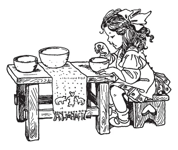 Girl Eating Cette Scène Montre Une Petite Fille Mangeant Avec — Image vectorielle