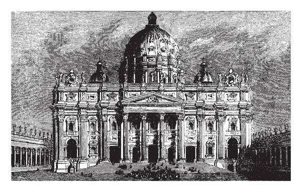 Facciata Della Basilica San Pietro Gli Apostoli Gesù Cristo Secondo — Vettoriale Stock