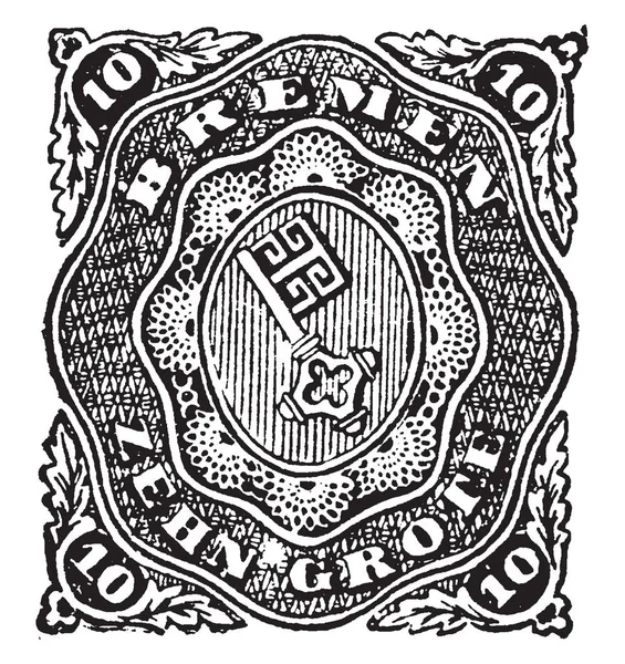 Esta Ilustração Representa Bremen Zehn Grote Stamp 1861 1863 Desenho — Vetor de Stock