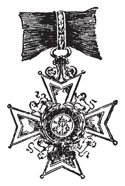 Baño Una Decoración Militar Europa Esta Medalla Tiene Forma Estrella — Archivo Imágenes Vectoriales